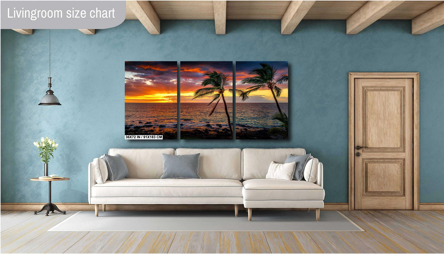 Maui Sunset Photo Print - Tropical Wall Art | Hawaii Metal Canvas Decor