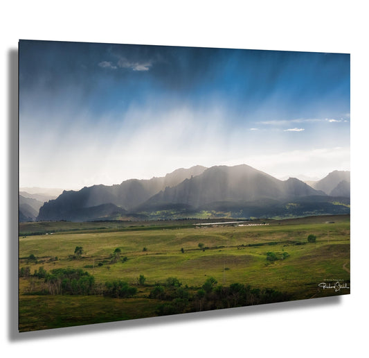 Boulder Flatirons Sunset - Colorado Wall Art | Vivid Sunset Colors Canvas Print