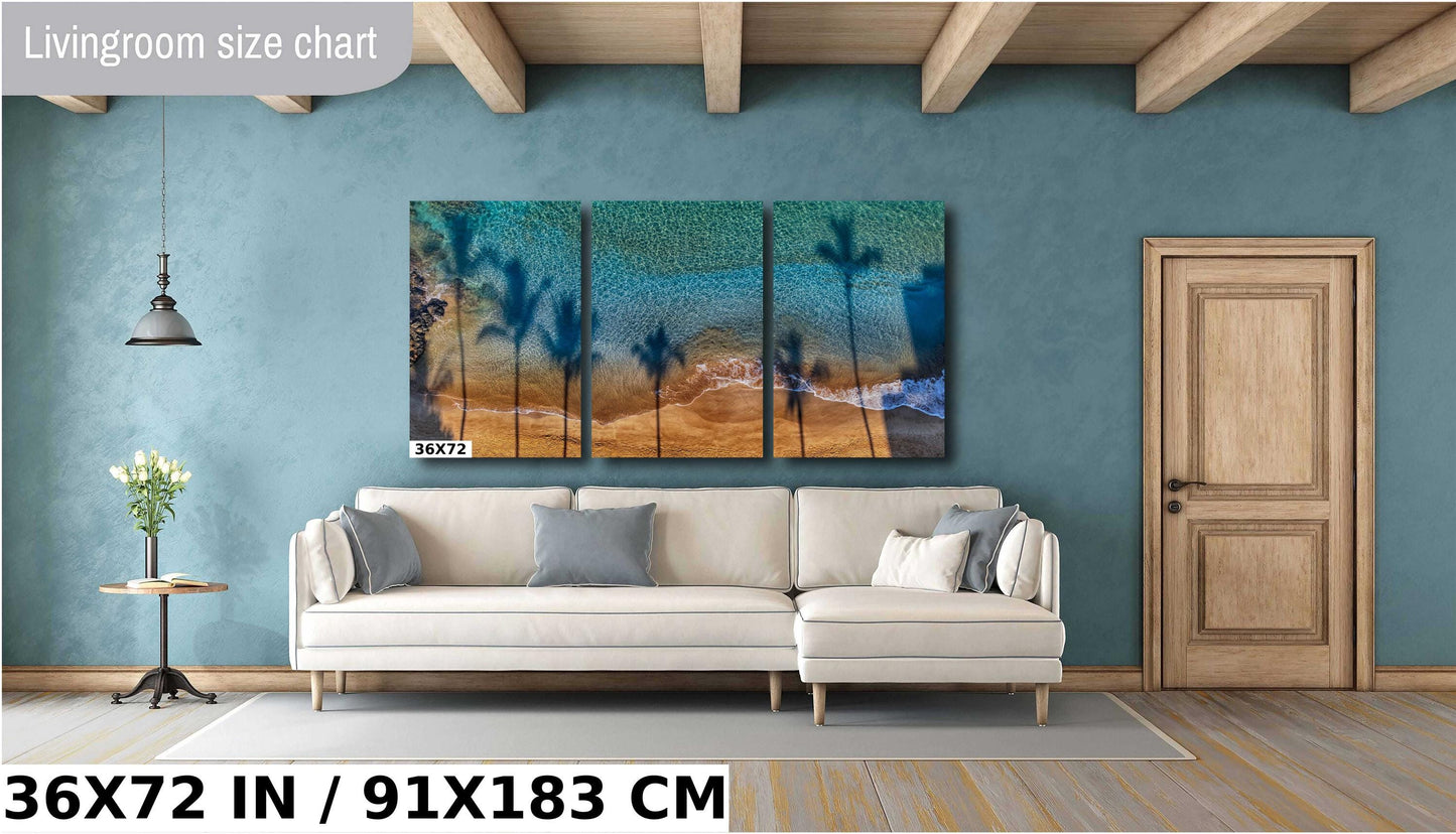 Maui Wall Art - Tropical Palm Tree Shadows Beach Photography Print | Coastal Decor