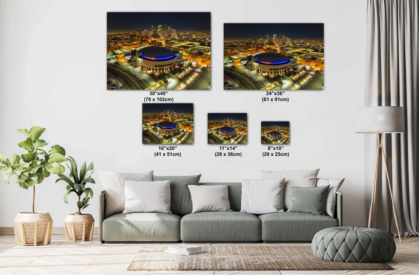 Denver Skyline Photo - Vibrant Cityscape Wall Art | Ball Arena Night Print