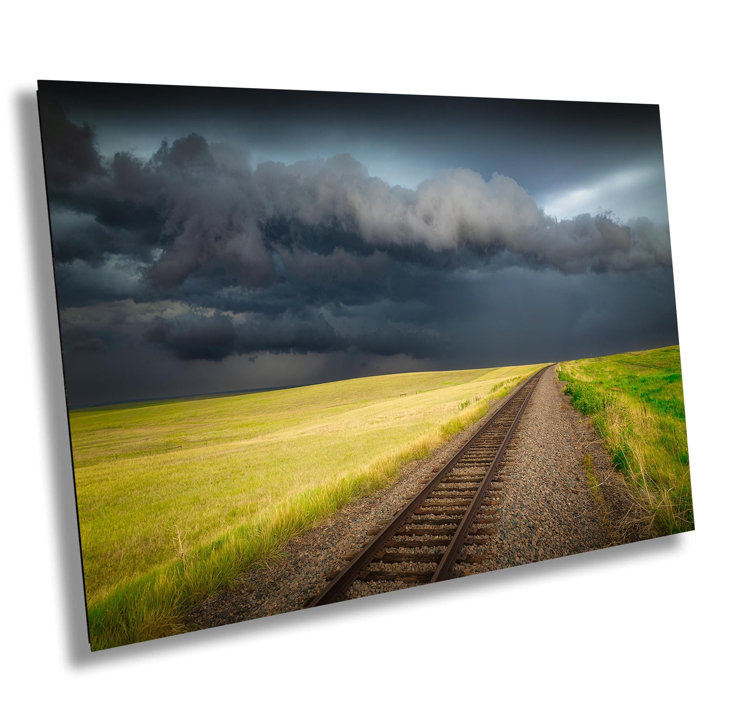 Railroad Storm Wall Art - Scenic Landscape Print | Ready to Hang Canvas