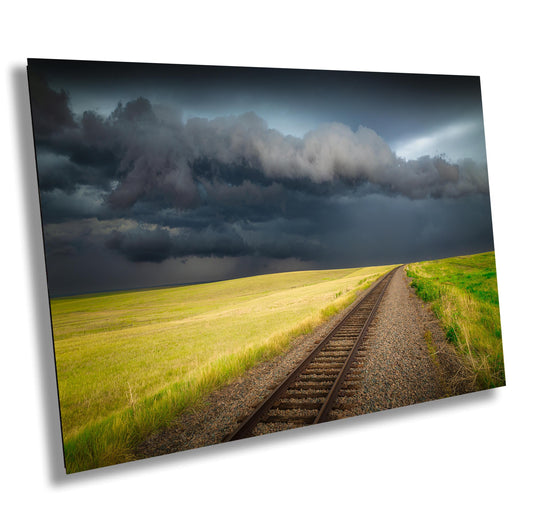 Railroad Storm Wall Art - Scenic Landscape Print | Ready to Hang Canvas