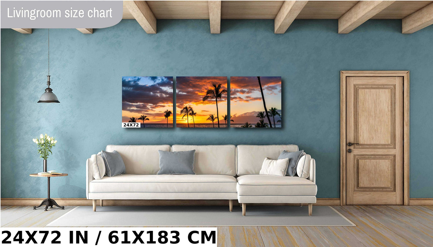 Maui Sunset Wall Art – Vibrant Tropical Sunset Print | Ready to Hang Canvas