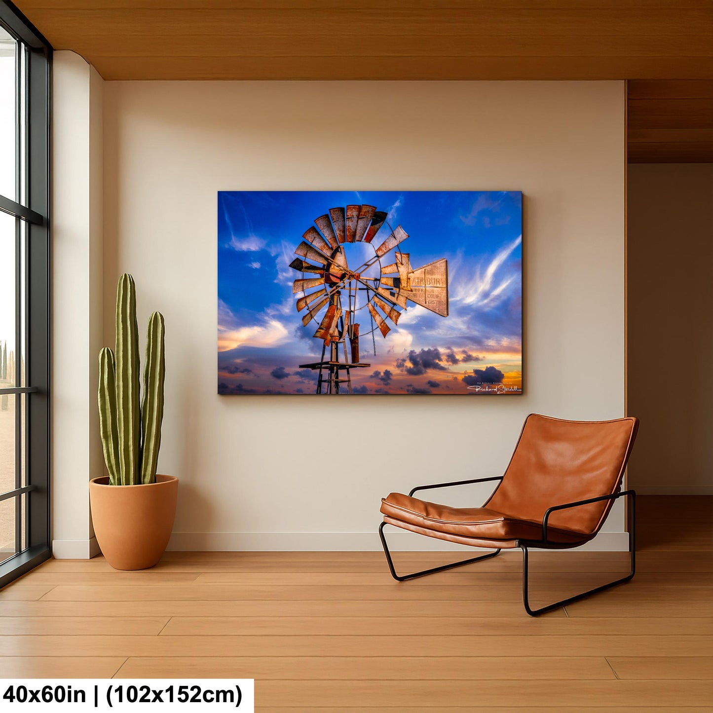Rustic Windmill Wall Art, Farm Landscape Photography (Canvas, Metal or Print)