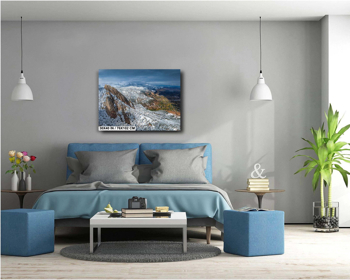 Boulder Flatirons Wall Art – Colorado Mountain Decor | Rustic Cabin Print