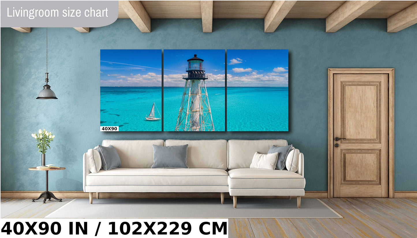 Alligator Reef Lighthouse Wall Art - Coastal Canvas Print | Nautical Home Decor
