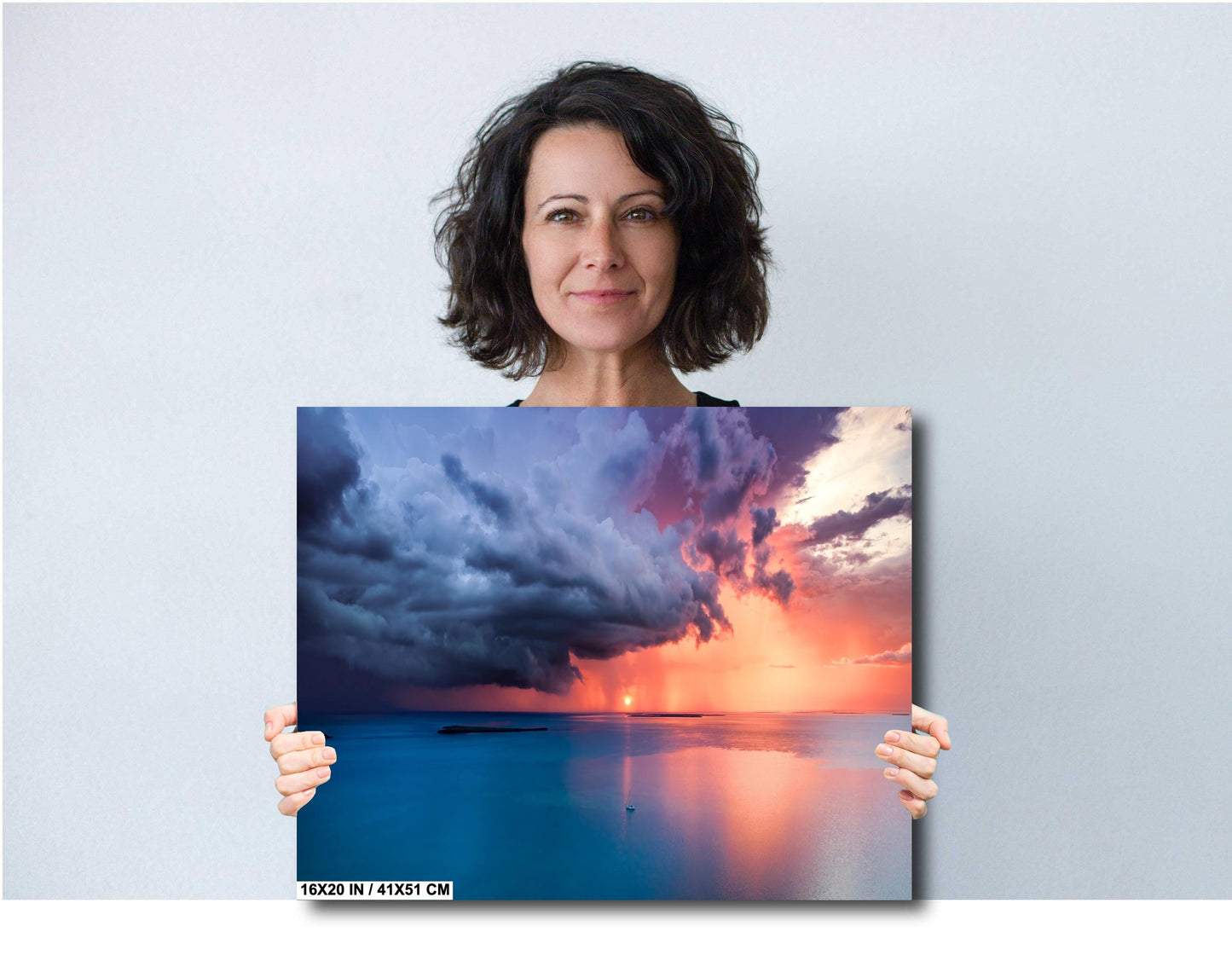 Sunset Ocean Wall Art - Tropical Seascape Art | Dramatic Sky Photo Canvas Print