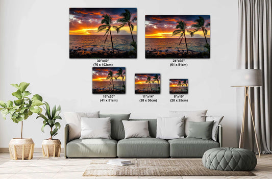 Maui Sunset Photo Print - Tropical Wall Art | Hawaii Metal Canvas Decor