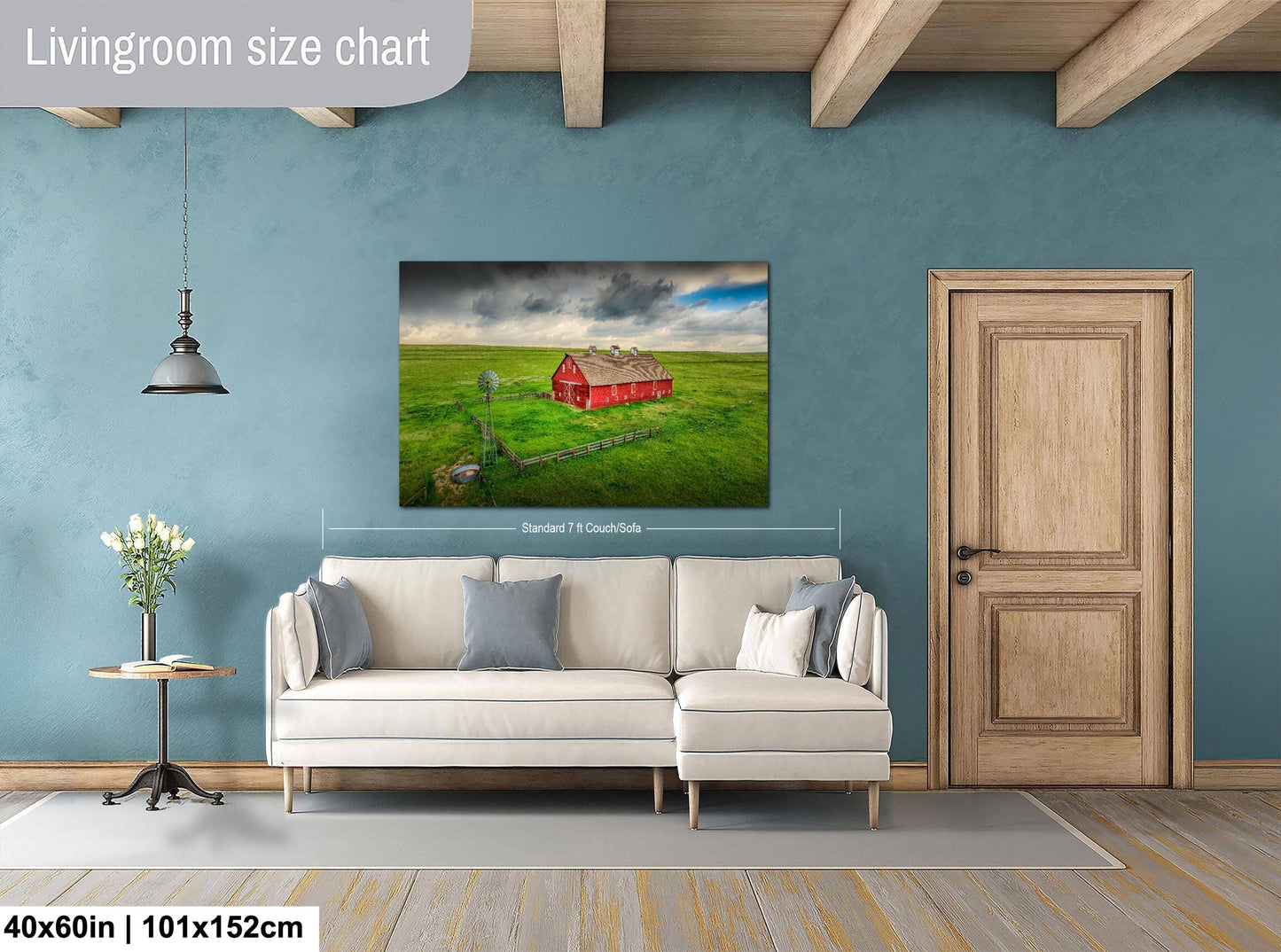 Farmhouse Wall Art – Weathered Barn Art With Stormy Sky Canvas | Rustic Wall Decor