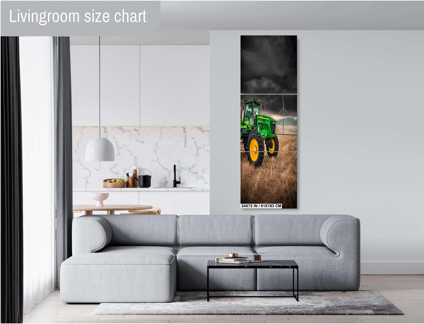 John Deere Tractor Wall Art – Dramatic Farm Landscape Photography Print | Rustic Country Decor