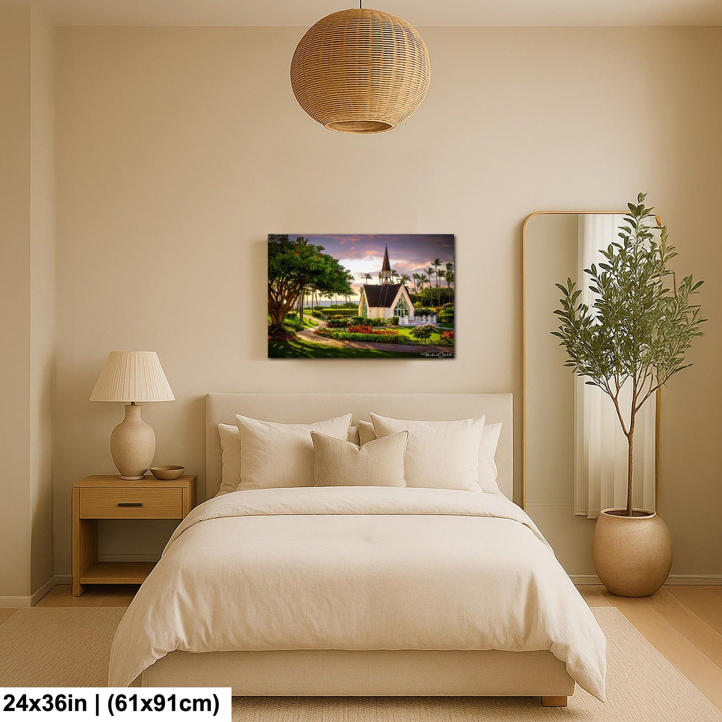 Wailea Chapel Maui Print, Tropical Sunset (Ready to Hang or Paper)