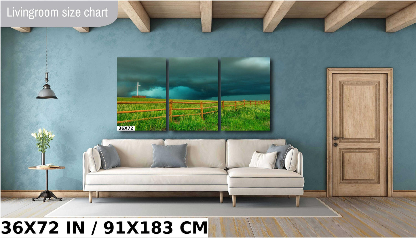 Thunderstorm Wall Art - Moody Lightning Storm Print | Religious Decor for Living Room