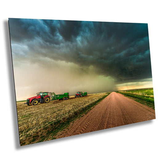 Tractor Wall Art - Dramatic Farm Landscape Print | Rustic Country Decor
