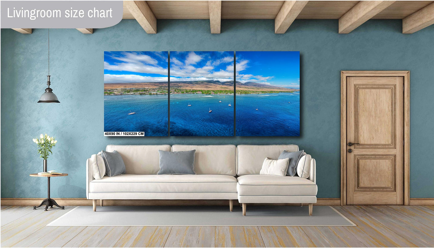 Maui Wall Art Lahaina Harbor Pre Fire Photo Canvas Print Hawaii Metal Wall Decor