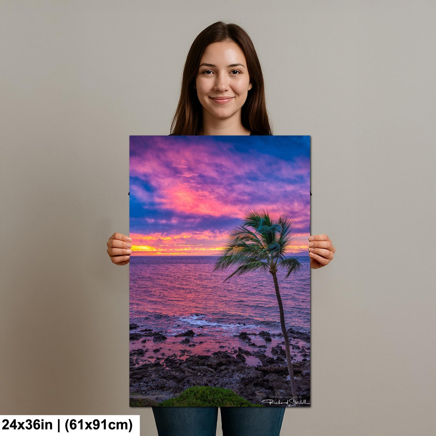 Maui Sunset Wall Art - Tropical Palm Tree Landscape