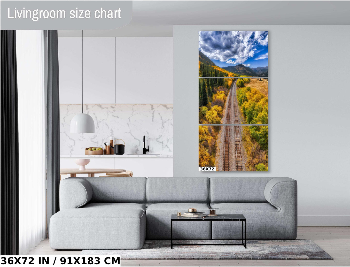 Railroad Wall Decor – Autumn Landscape Art | Rustic Train Canvas & Cozy Fall Vibes Gift