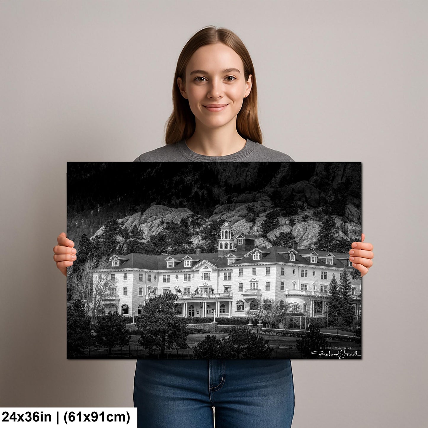 Stanley Hotel Art Print - Iconic Estes Park Wall Art | Black & White Rocky Mountains
