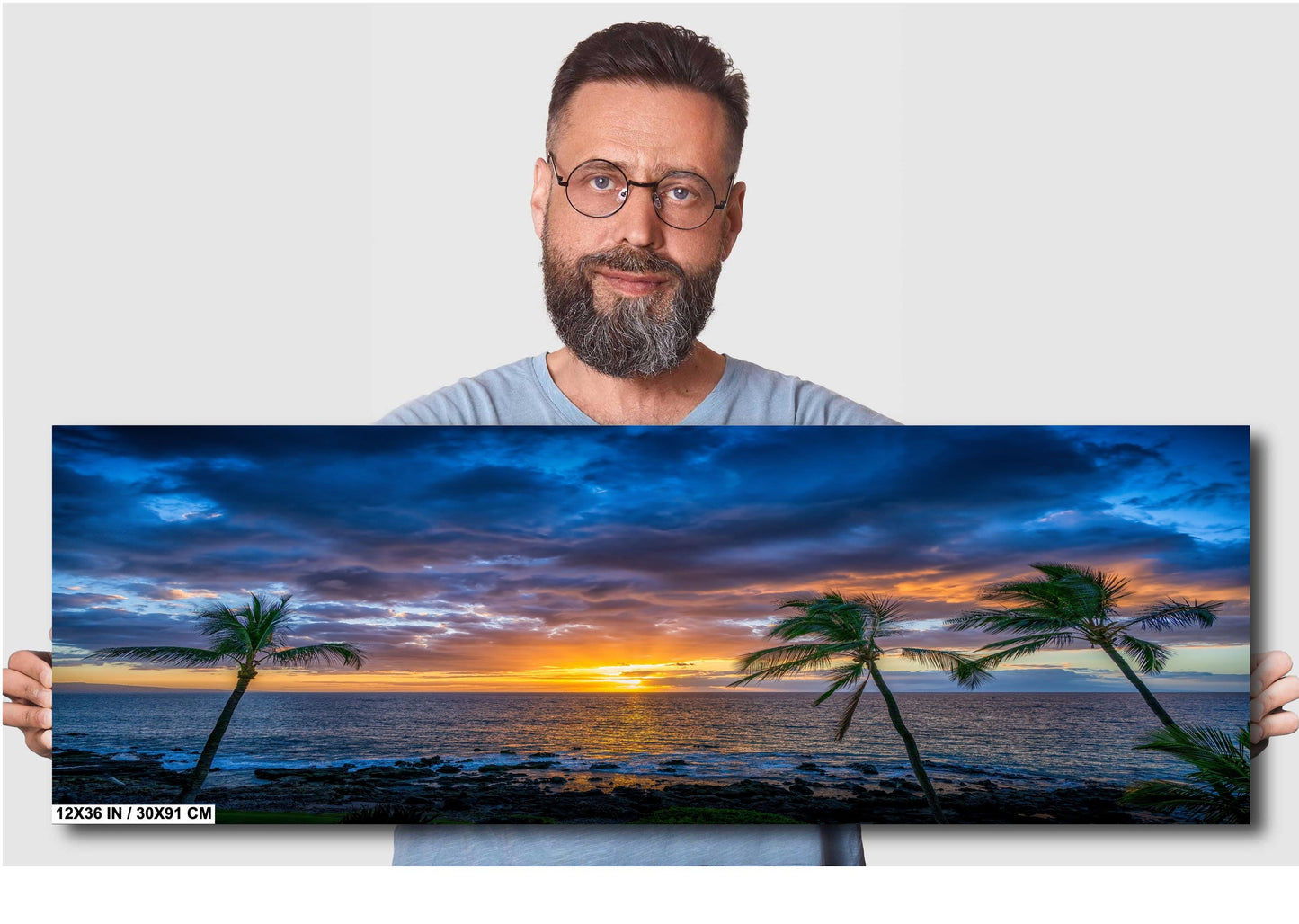 Maui Sunset Photo Print – Hawaii Wall Art | Tropical Palm Canvas Decor