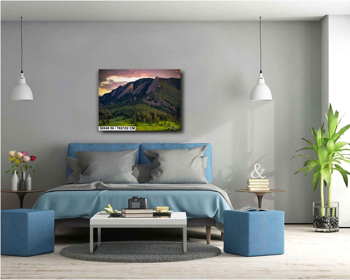 Boulder Flatirons Sunset - Colorado Wall Art | Mountain Sunset Print Canvas
