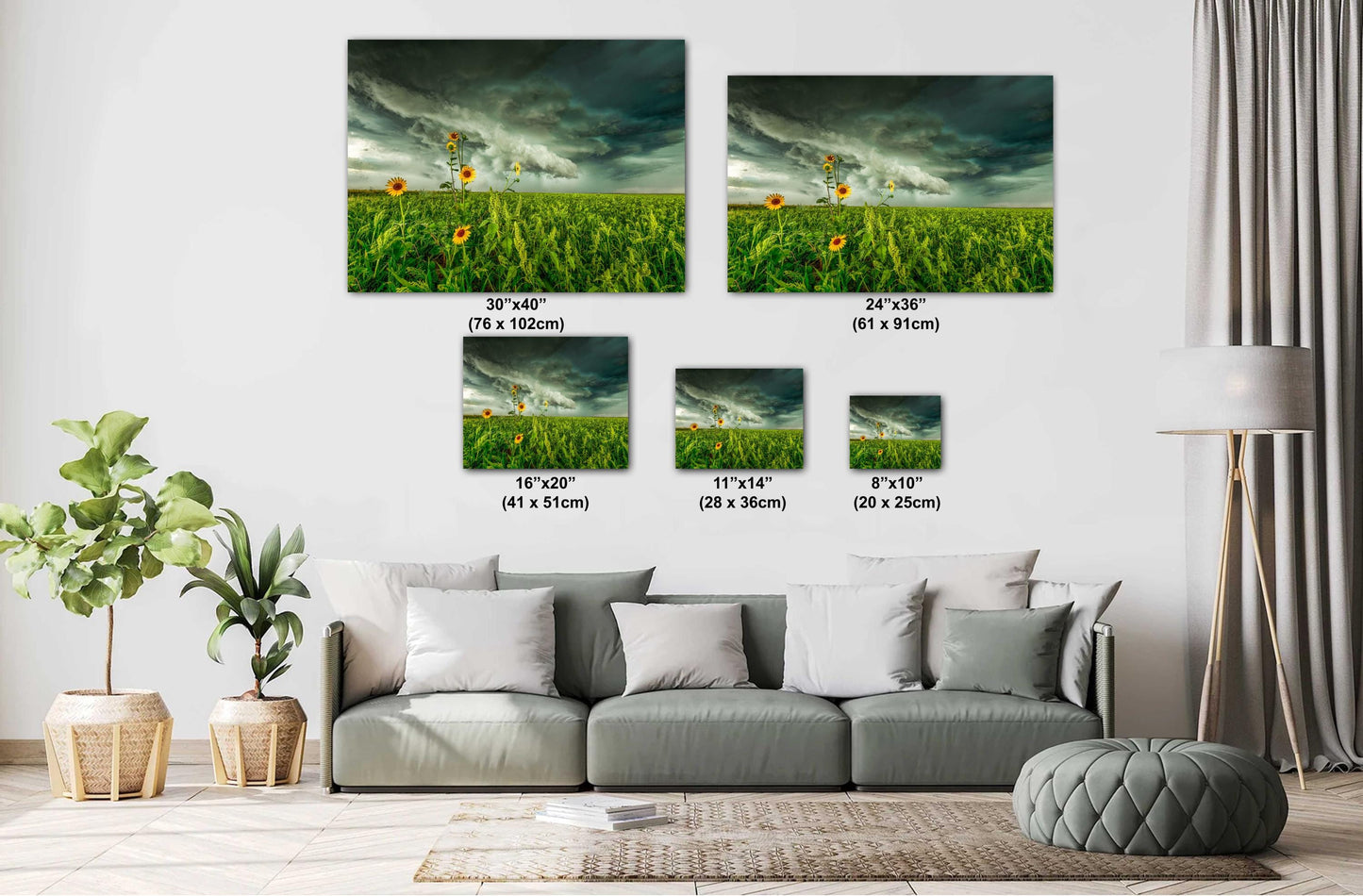 Stormy Sky Wall Art - Moody Landscape Print | Sunflower Wall Decor | Ready to Hang Canvas