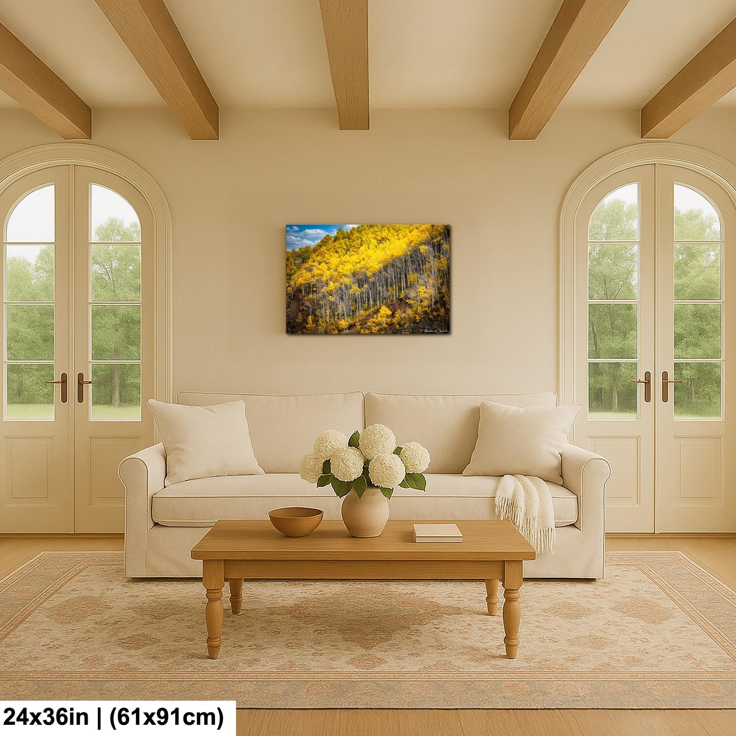 Colorado Aspen Tree Print - Rustic Autumn Mountain Wall Art With Golden Leaves