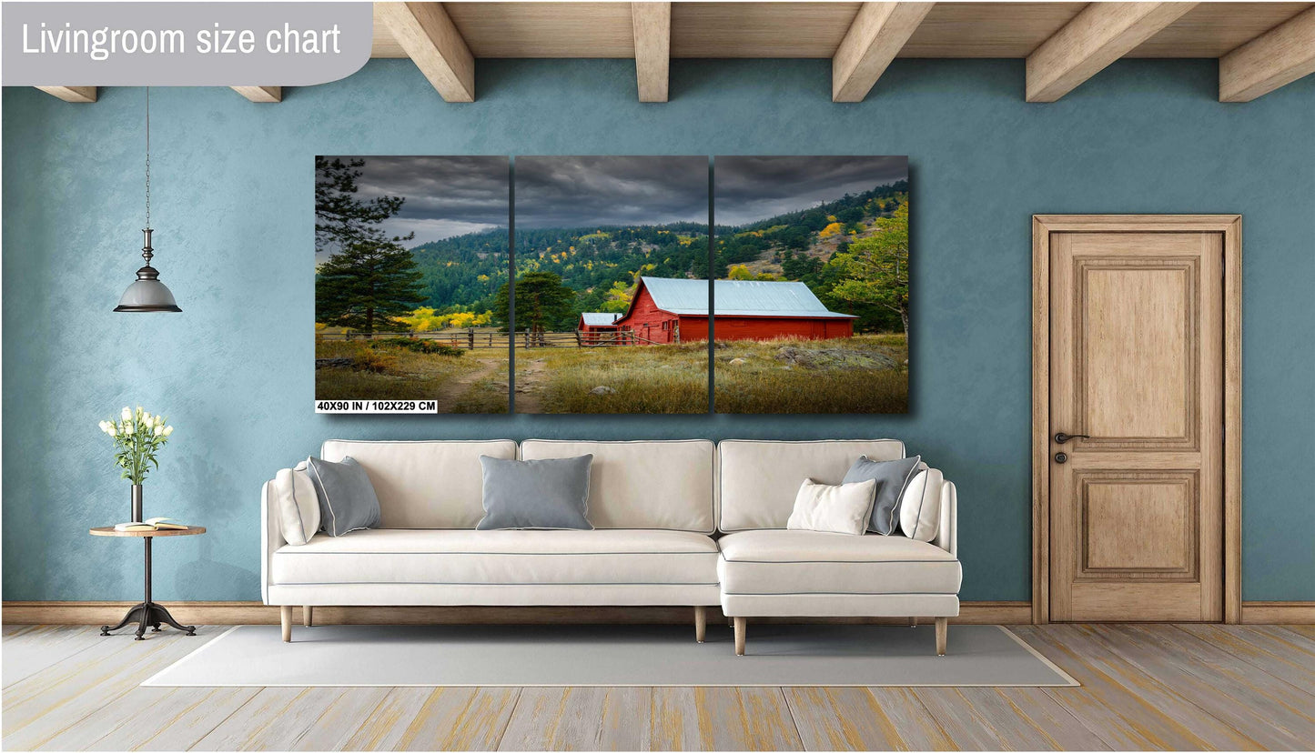 Old Red Barn Print - Rustic Wall Art | Large Canvas Barn Print | Farmhouse Decor