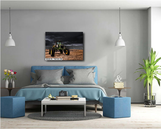 John Deere Tractor Wall Art - Dramatic Farm Landscape Print | Rustic Country Decor