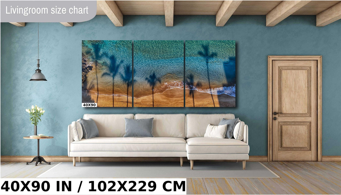 Maui Wall Art - Tropical Palm Tree Shadows Beach Photography Print | Coastal Decor