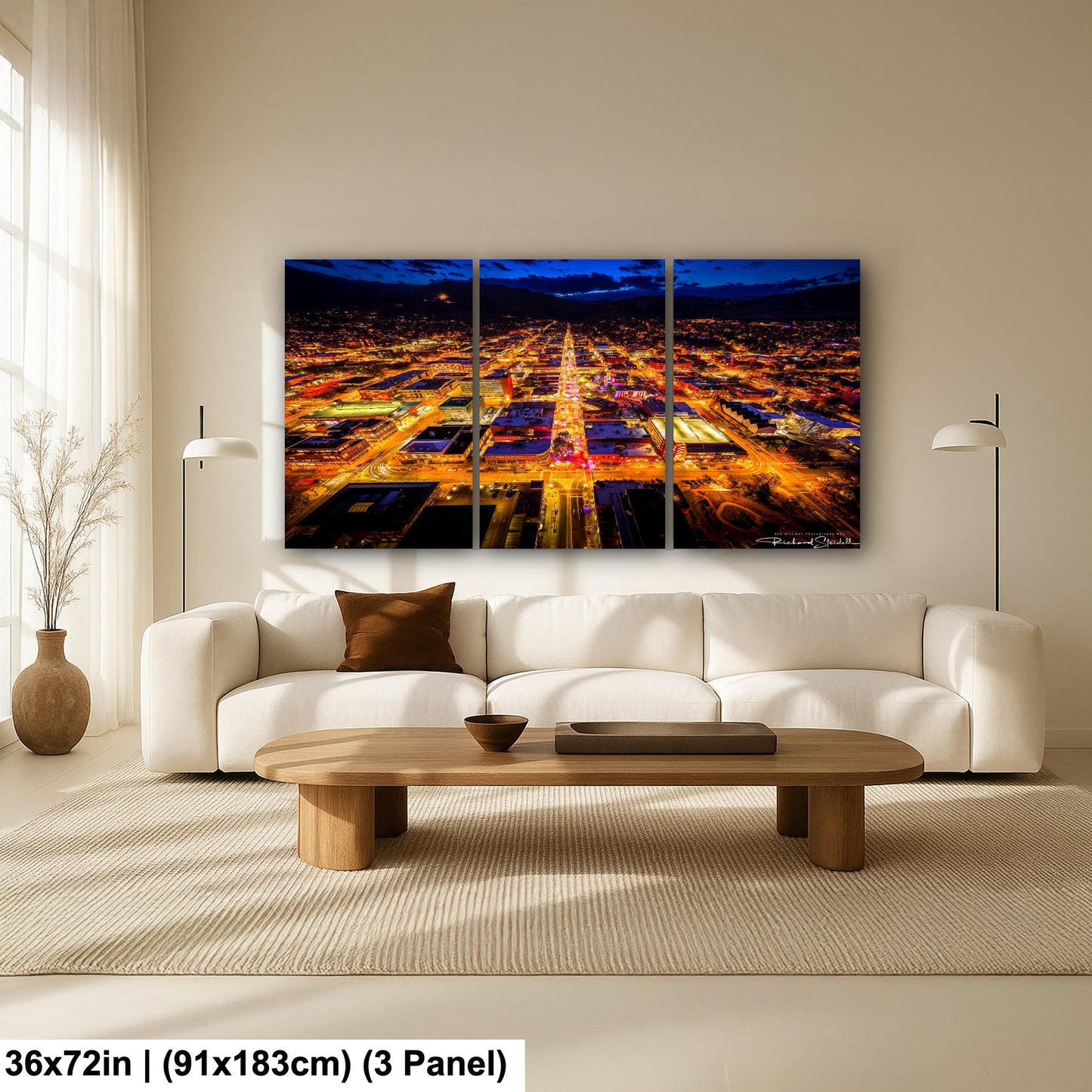 Boulder Night Aerial Photo, Downtown Pearl Street (Canvas or Metal)