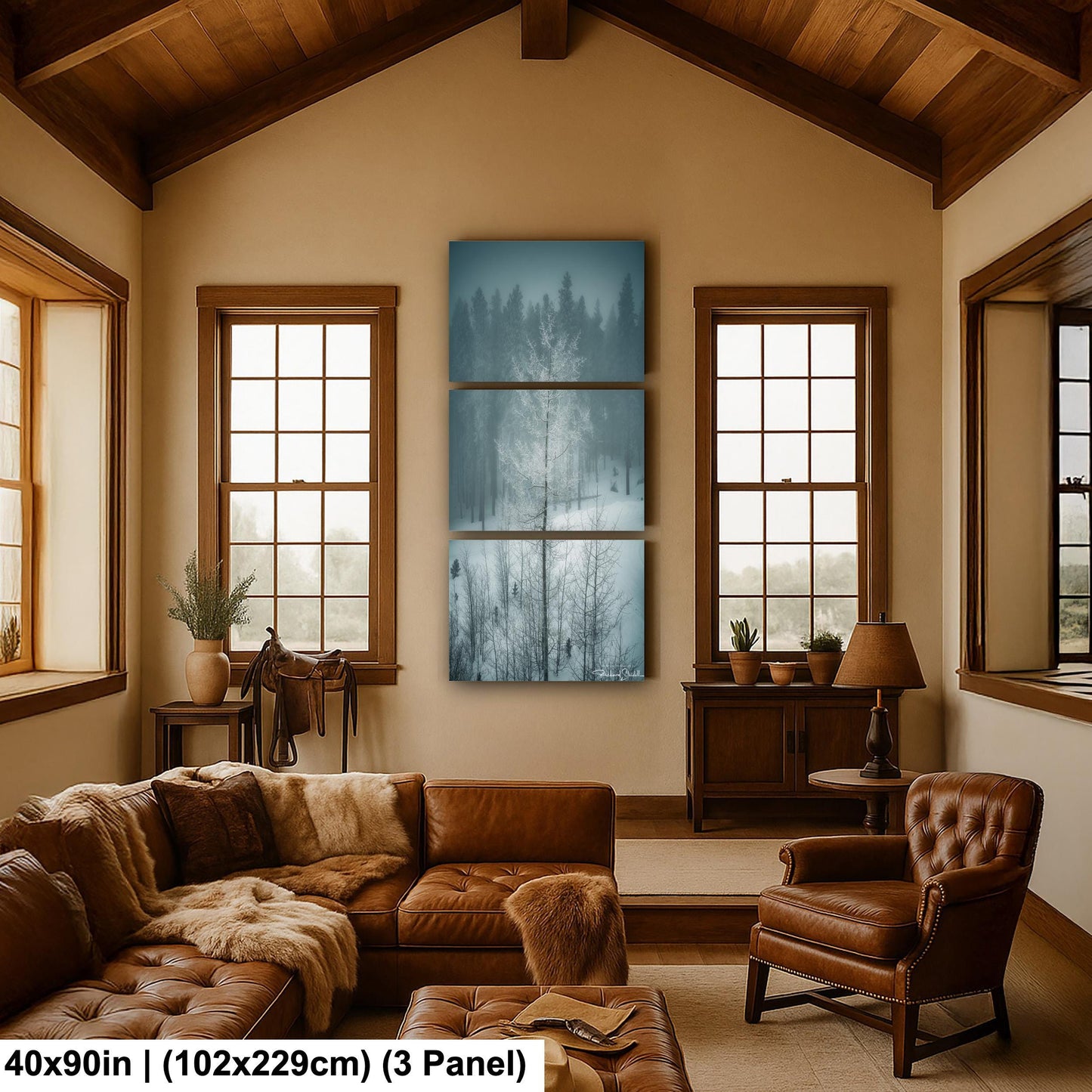 Winter Landscape Wall Art - Snowy Aspen Trees, Cozy Feel