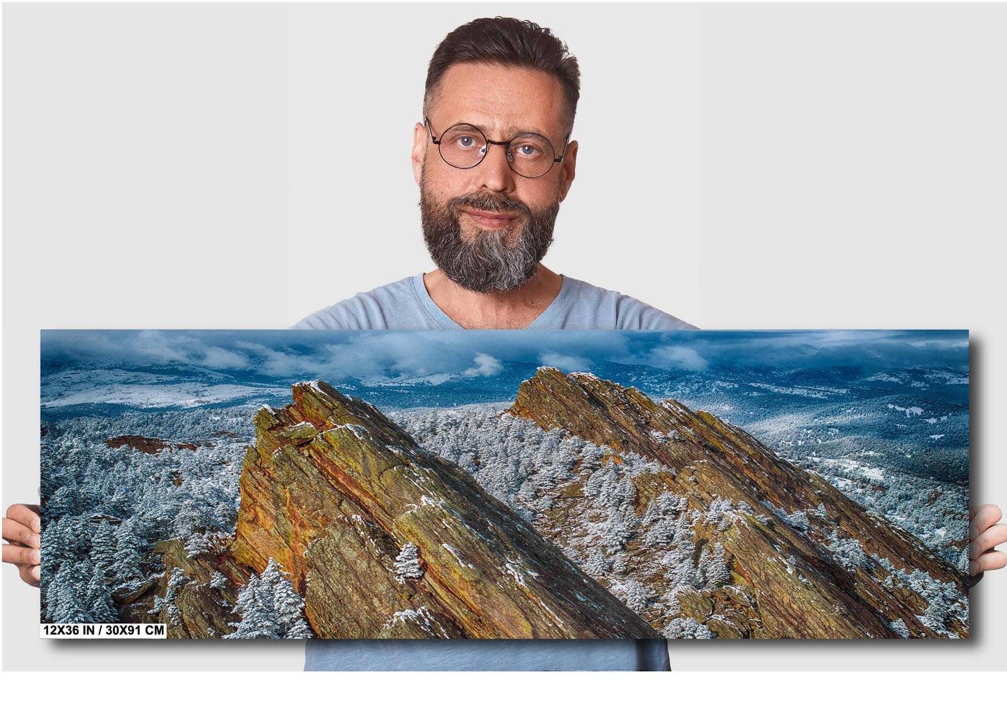 Flatirons Winter Wall Art - Colorado Mountain Decor | Ready to Hang Canvas Print