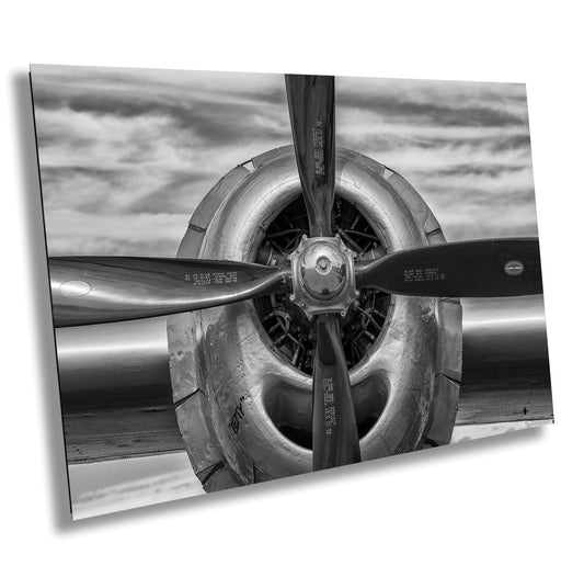 Vintage Airplane Propeller - Retro Black & White Aviation Wall Art Print