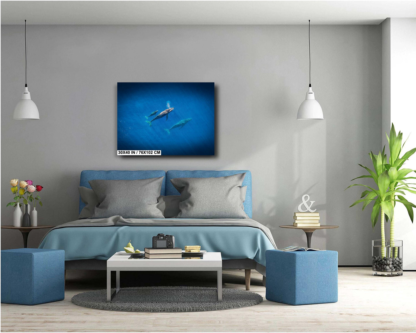 Humpback Whale Wall Art – Marine Canvas Print | Baby Whale Nursery Art Decor