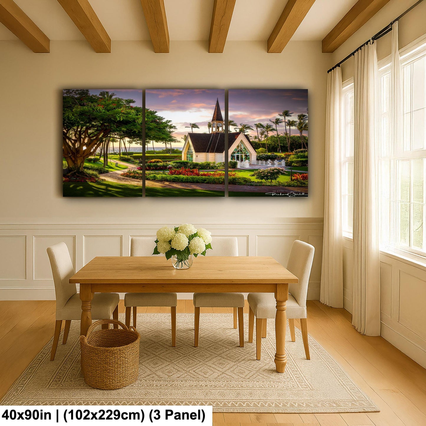 Wailea Chapel Maui Print, Tropical Sunset (Ready to Hang or Paper)