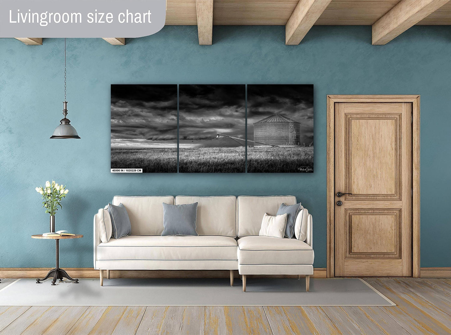 Farm Silo Wall Art – Rustic Country Decor with Dramatic Sky Artwork Print