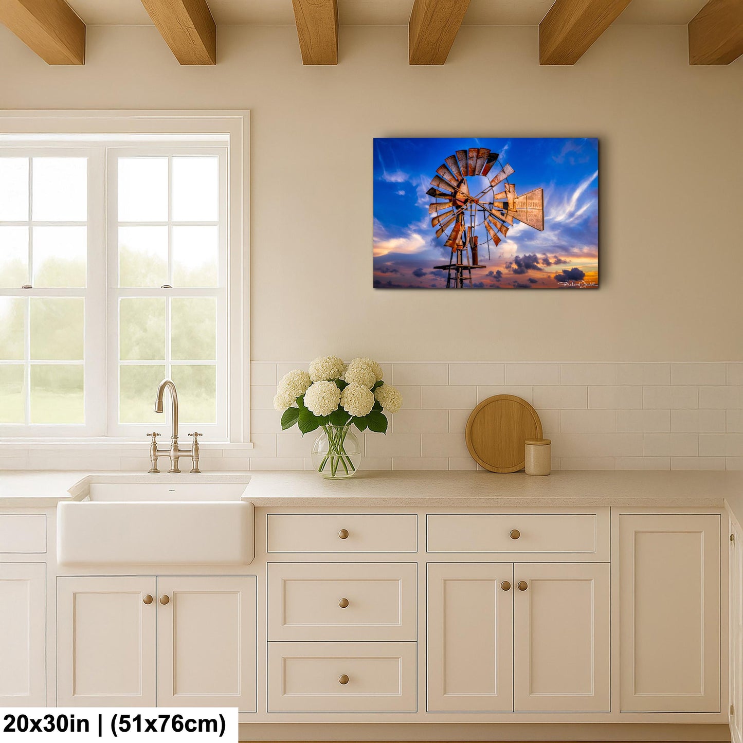 Rustic Windmill Wall Art, Farm Landscape Photography (Canvas, Metal or Print)