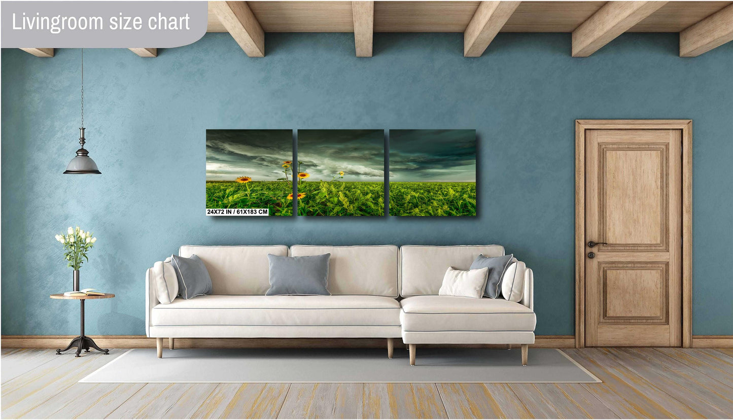 Stormy Sky Wall Art - Moody Landscape Print | Sunflower Wall Decor | Ready to Hang Canvas
