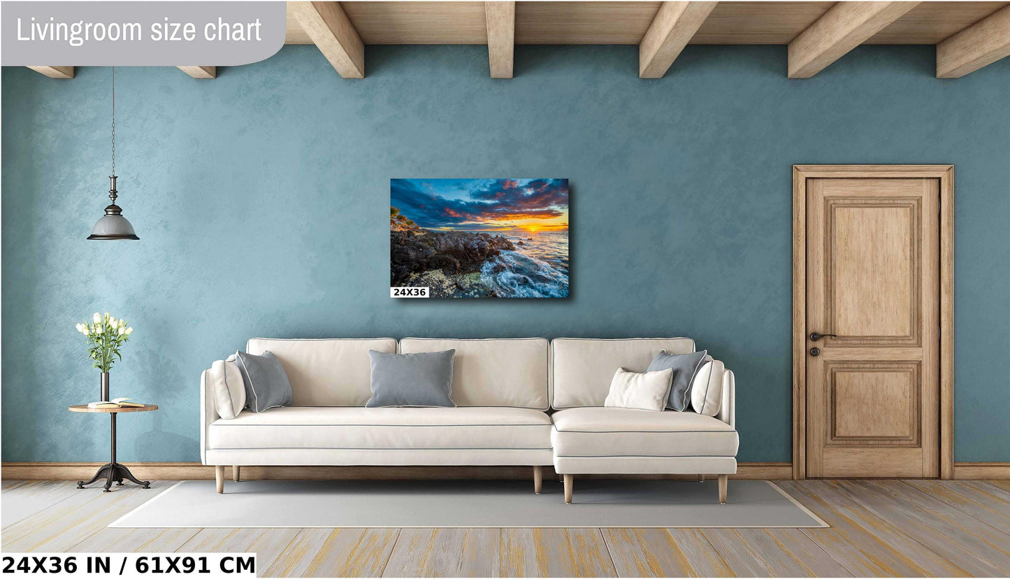 Maui Sunset Canvas Print - Vibrant Tropical Sunset | Ready To Hang Wall Decor