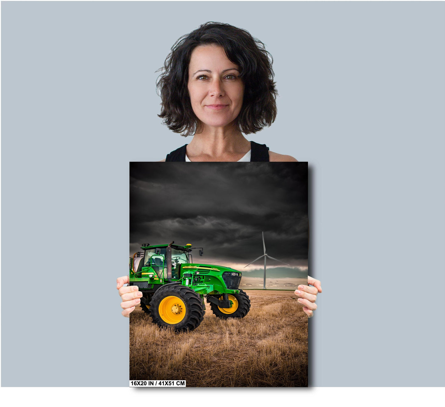 John Deere Tractor Wall Art – Dramatic Farm Landscape Photography Print | Rustic Country Decor