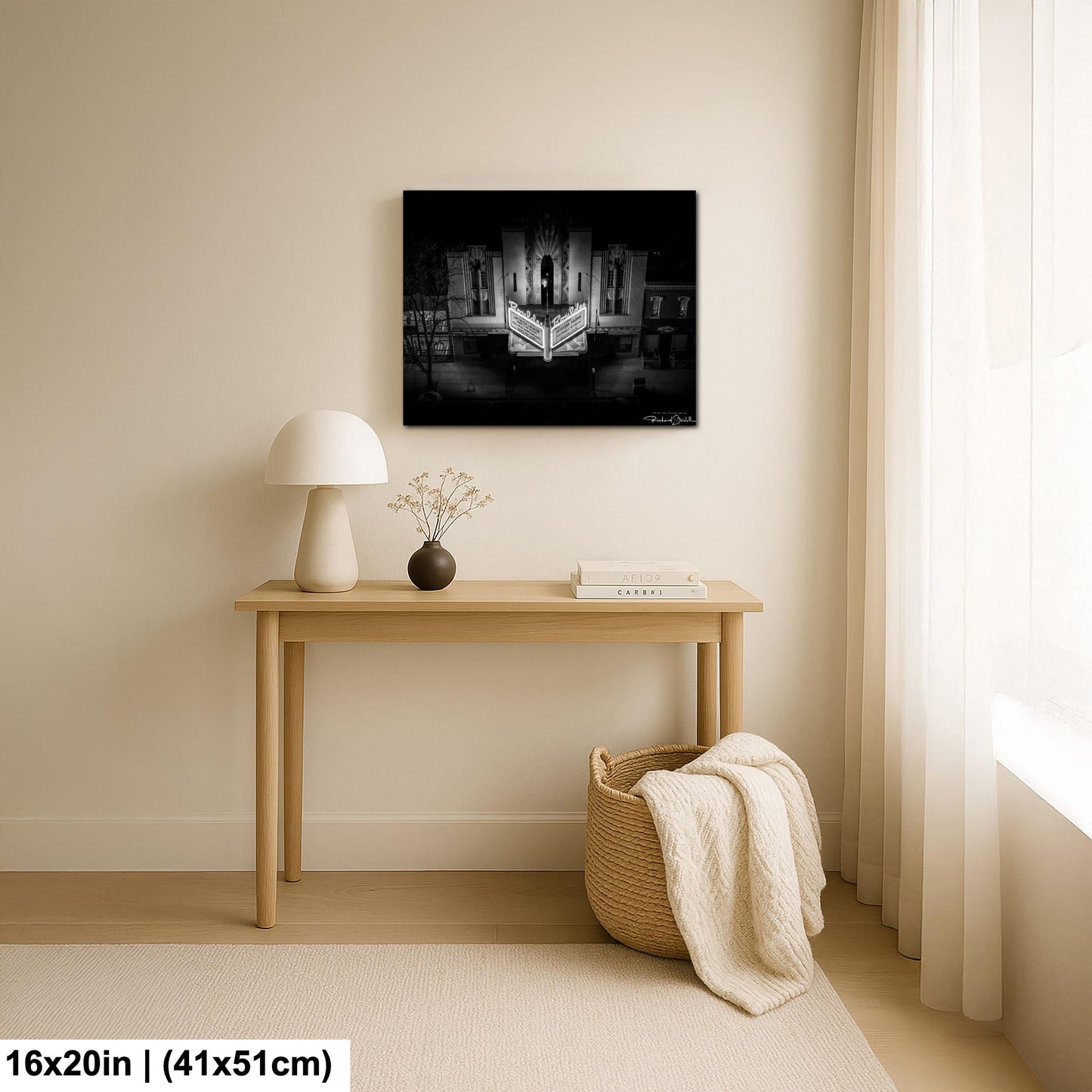 Boulder Theater Wall Art Canvas Acrylic (Ready to Hang, Black and White)