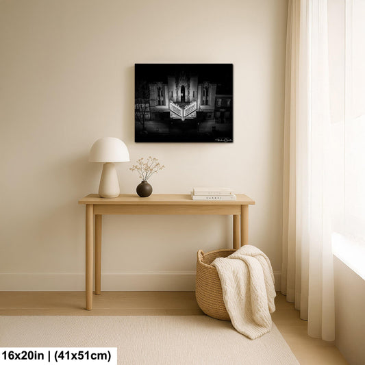 Boulder Theater Wall Art Canvas Acrylic (Ready to Hang, Black and White)