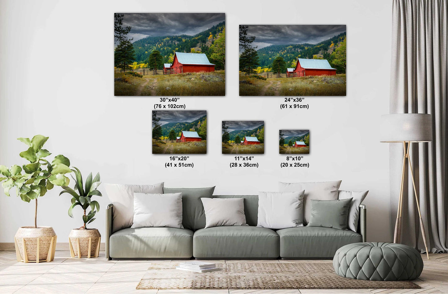 Old Red Barn Print - Rustic Wall Art | Large Canvas Barn Print | Farmhouse Decor