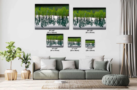 Lake Photo Wall Art – Serene Trees Lake Photograph With Tranquil Water Reflection