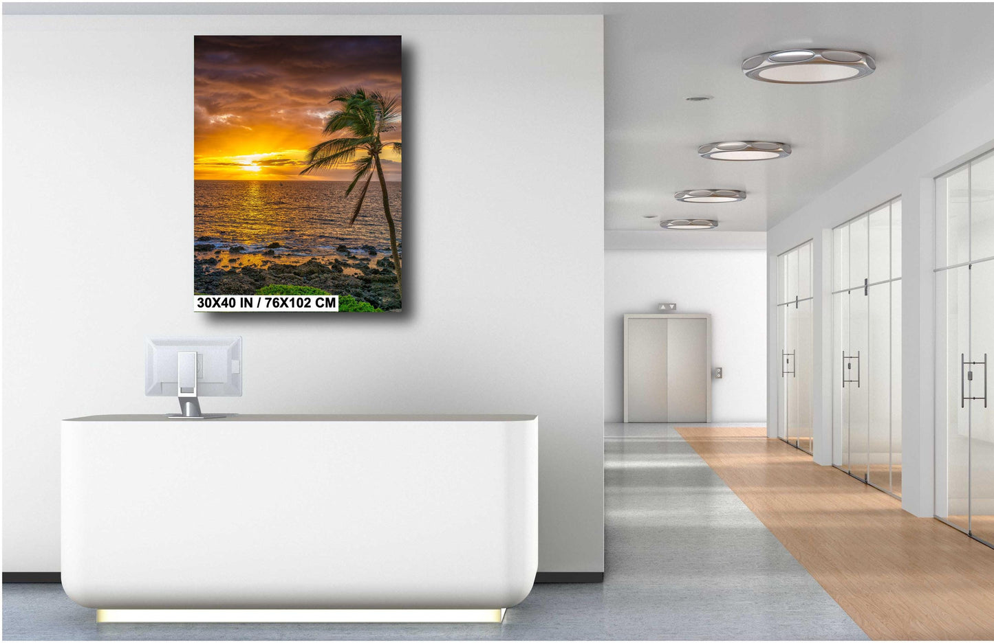 Maui Sunset Photo Print – Tropical Palm Tree Sunset Wall Art | Aluminum Metal Decor