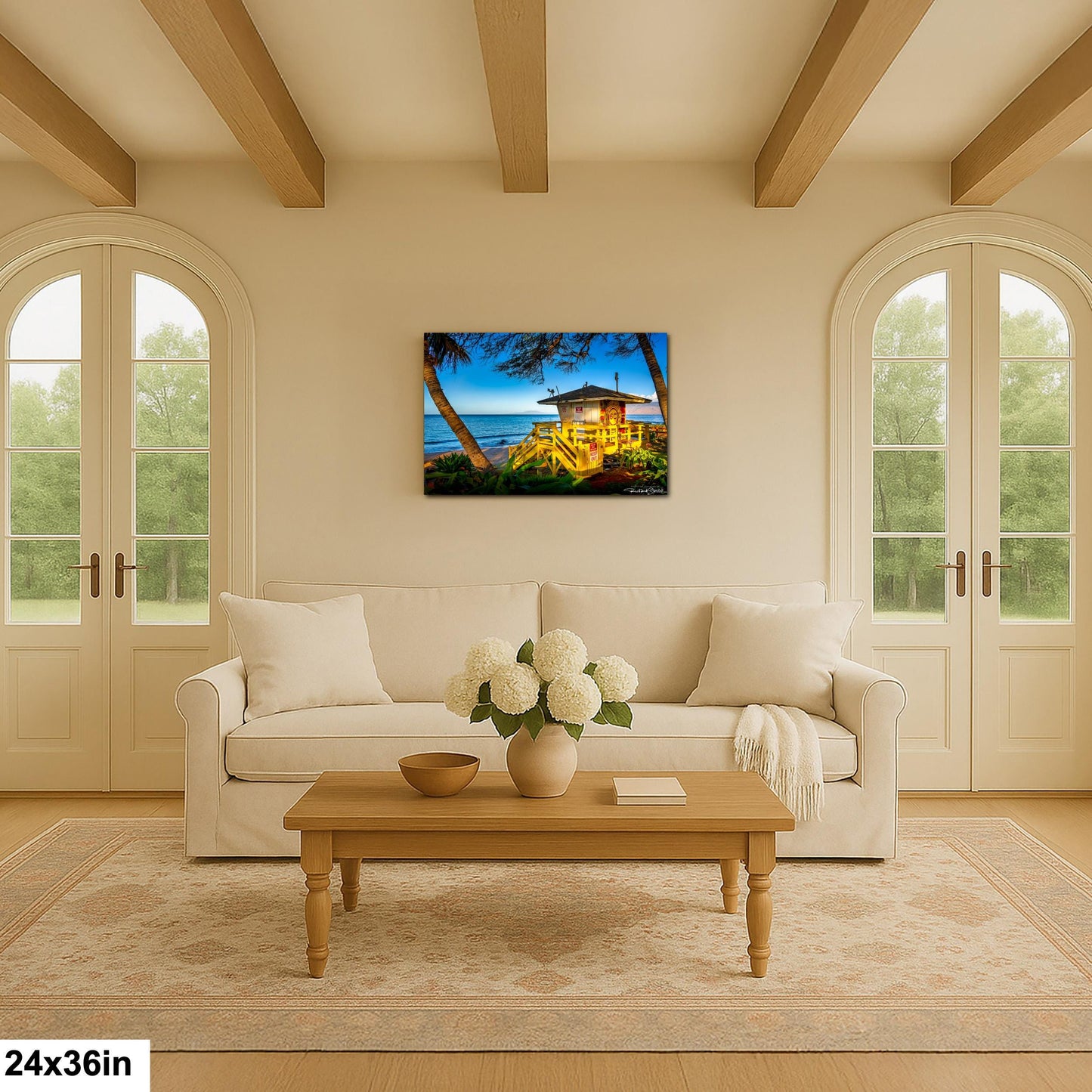 Maui Lifeguard Post Wall Art - Tropical Coastal Print | Ready to Hang Canvas