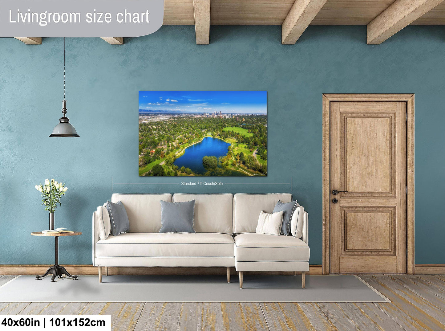 Denver Skyline Wall Art – Washington Park Urban Artwork Print on Canvas