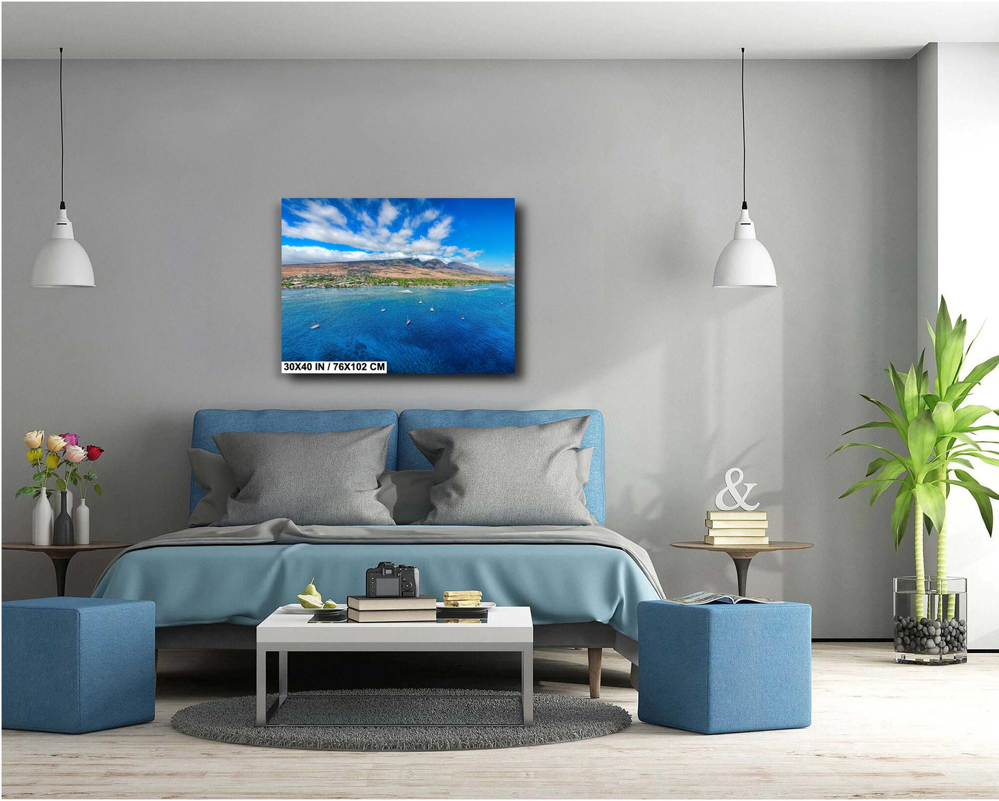 Maui Wall Art Lahaina Harbor Pre Fire Photo Canvas Print Hawaii Metal Wall Decor