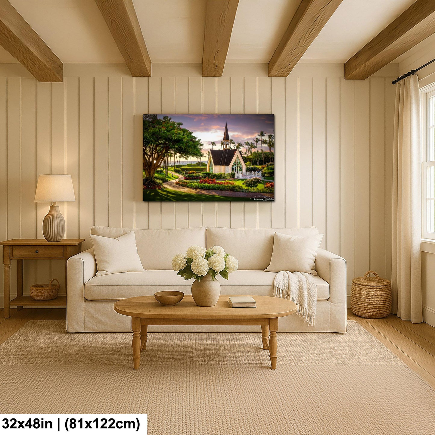 Wailea Chapel Maui Print, Tropical Sunset (Ready to Hang or Paper)