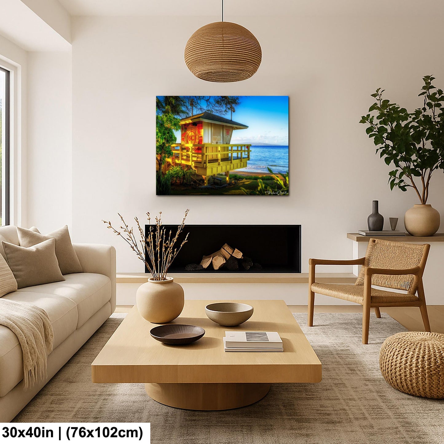 Maui Lifeguard Post Wall Art - Tropical Coastal Print | Ready to Hang Canvas