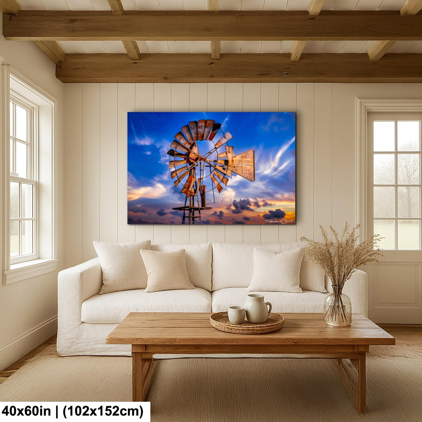 Rustic Windmill Wall Art, Farm Landscape Photography (Canvas, Metal or Print)